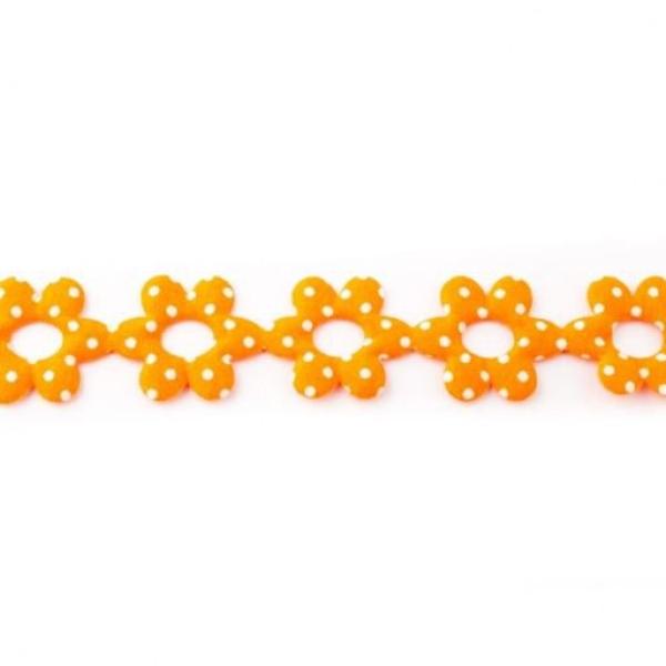 Blumenborte 24mm breit Orange mit weißen Punkten